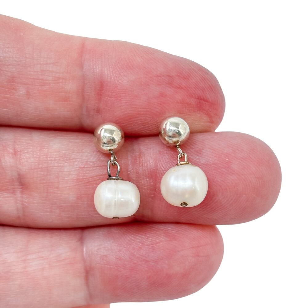Vintage Sterling Silver 925 Pearl Drop Earrings